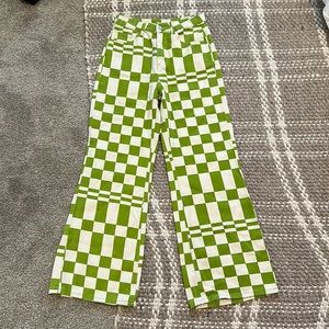 checkered flare pants